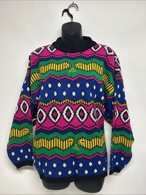 Jamie Scott Pink & Black knit Cowl-Neck Sweater